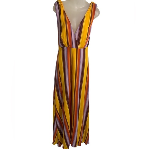 Miss Me Women’s Striped V-Neck Lined Sleeveless Maxi Dress - Multicolor Small - Picture 3 of 11